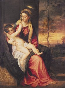 夕暮れ時の子供と聖母、1560 作： Tiziano Vecelli